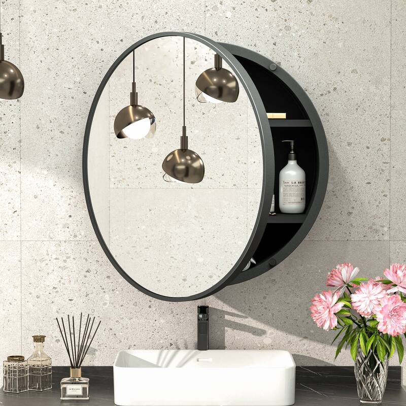 TokeShimi Round Medicine Cabinet with Mirror for Vanity