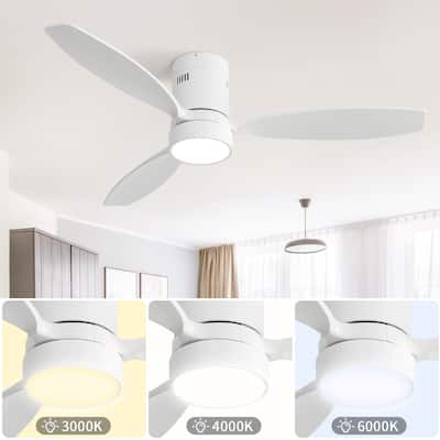 52 Inch Flush Mount Ceiling Fan with Remote, 6-Speeds Reversible DC Motor Ceiling Fan for Bedroom Living Room Kitchen