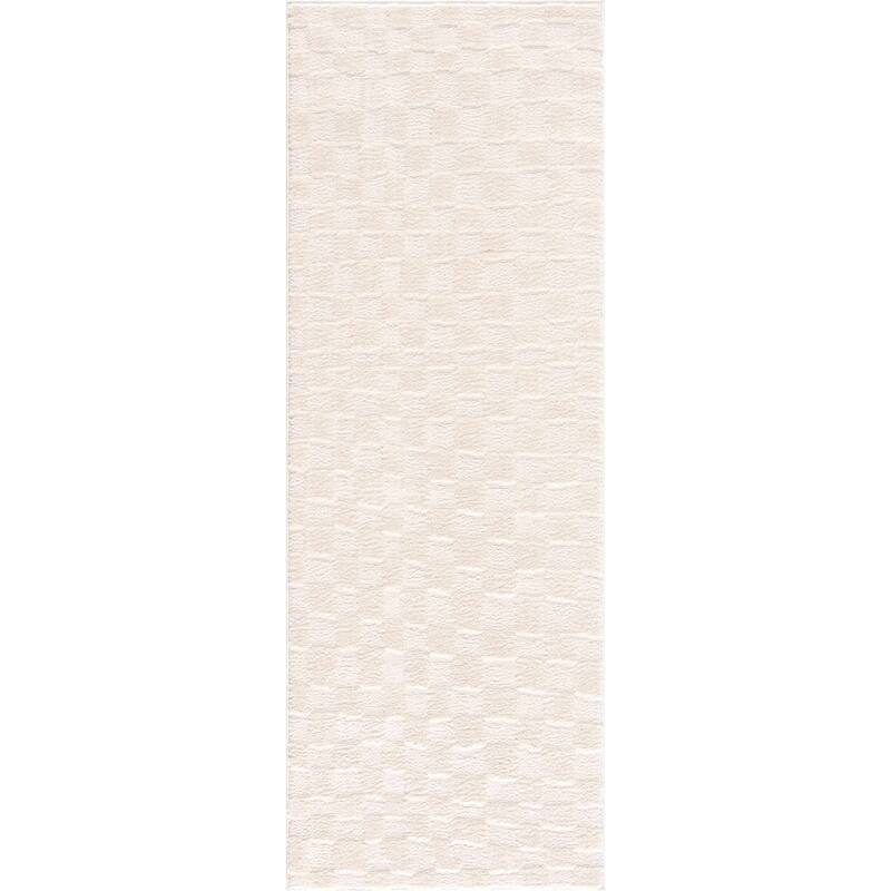 Hauteloom Keesa Hallway, Kitchen Runner Rug - High Pile - Off White - 2'7" x 7'3"