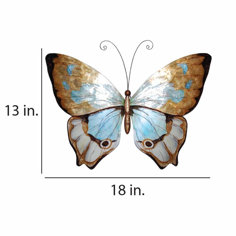 Butterfly Wall Decor Copper With Aqua (m2006) - 1 x 18 x 13