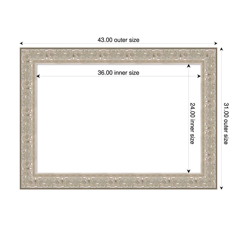 Luxe Framed Dry Erase Magnetic Board - 43 x 31 in - Luxe Silver Cream