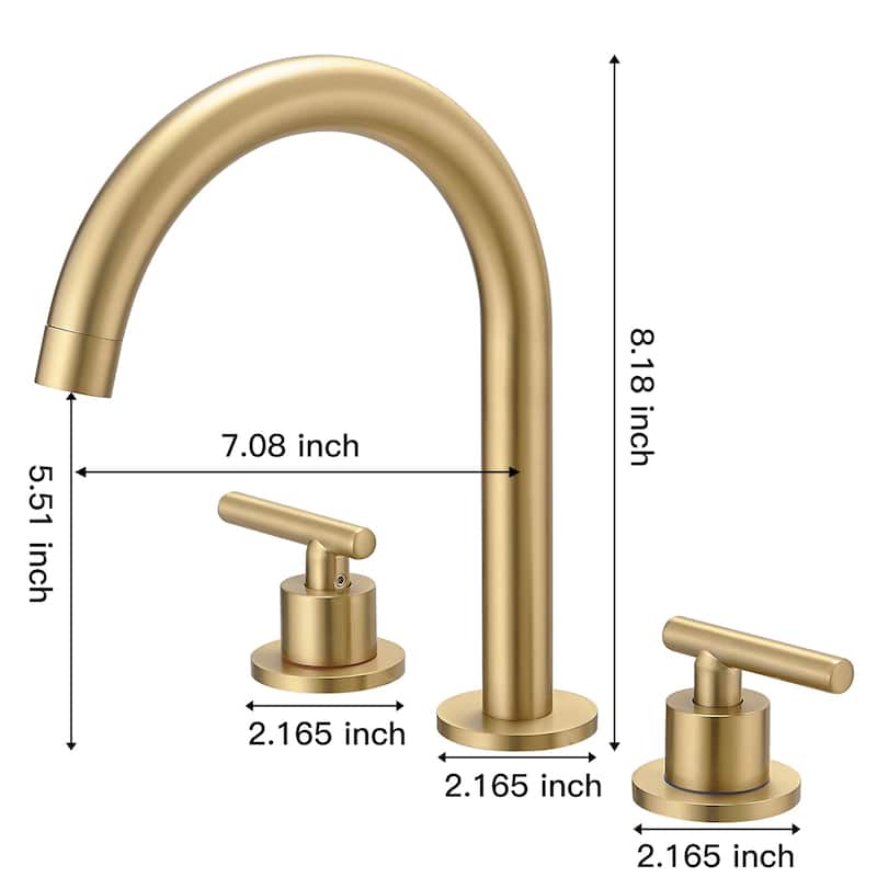 8 Inches Widespread Bathroom Faucet Two Handle 3 Hole with Drain