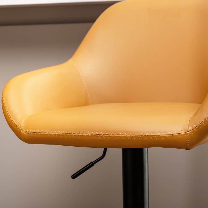 Glitzhome Mid-Century Height Adjustable Faux Leather Swivel Counter Bar Stools