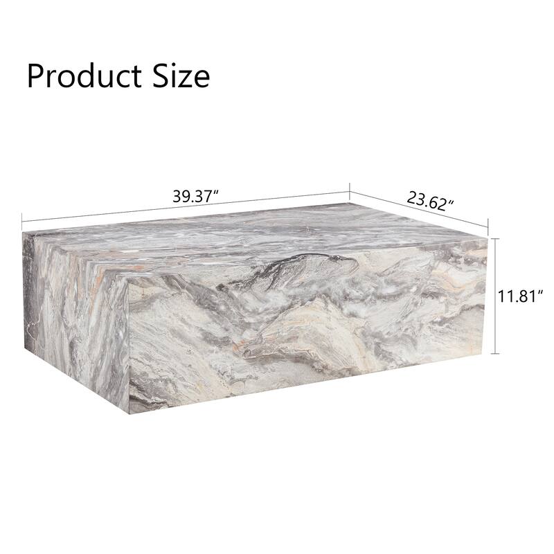 Modern MDF Coffee Table with Grey Texture Pattern -39.3x23.6x11.8 inches - Stylish and Durable Design
