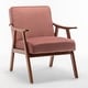 preview thumbnail 35 of 83, Homy Casa Mid-Century Modern Accent Chair, Solid Wood Frame, Extra-Thick Backrest, Wingback Lounge Chair Indoor Pink - Velvet