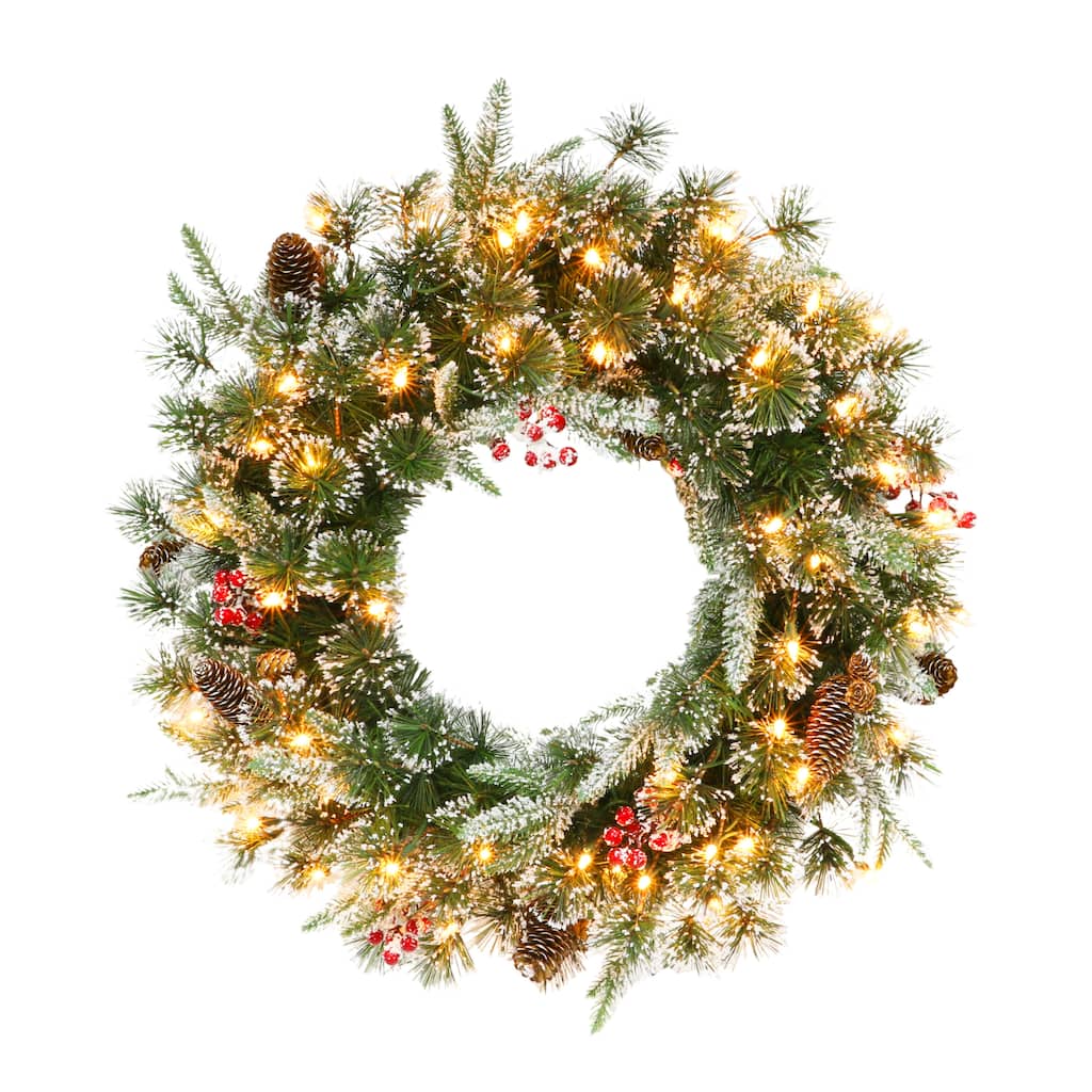 Puleo International 32" Pre-lit Glitter Wreath