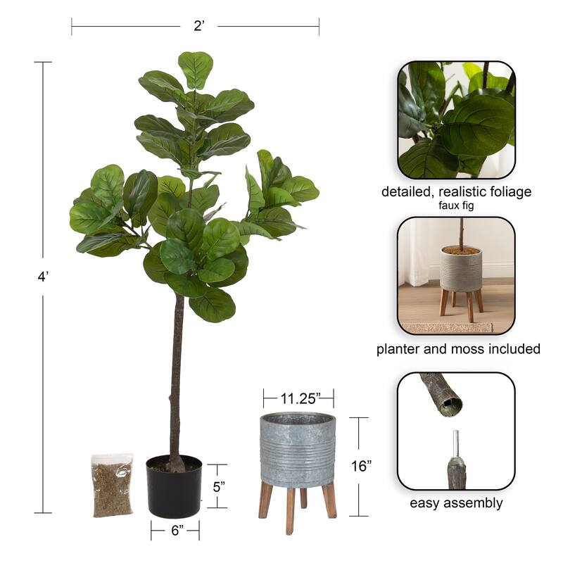 Kate and Laurel Fidmont Faux Fiddle Fig Tree