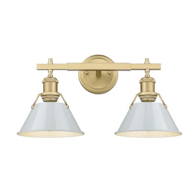 Orwell 2-Light Vanity Light in Brushed Champagne Bronze with Dusky Blue - Gold