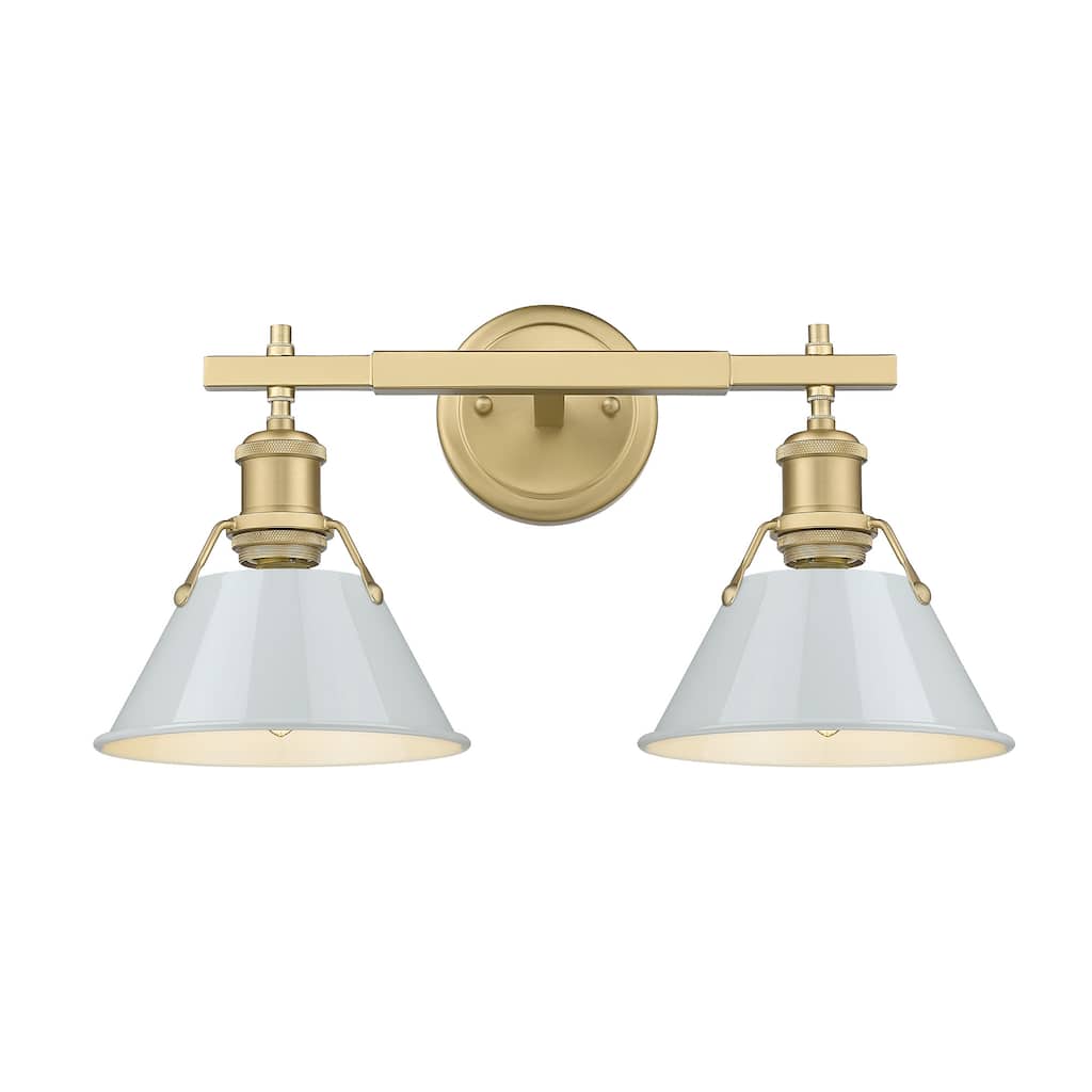 Orwell 2-Light Vanity Light in Brushed Champagne Bronze with Dusky Blue - Gold