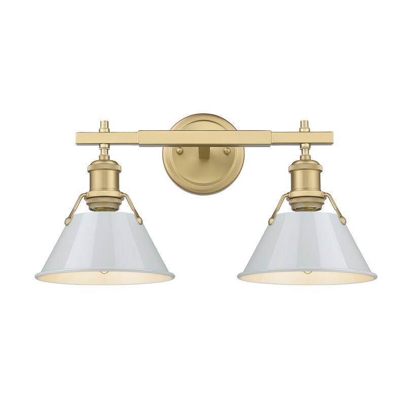Yep by Golden Lighting Orwell 2-light Vanity in Brushed Champagne Brass and Dusky Blue shade - Gold
