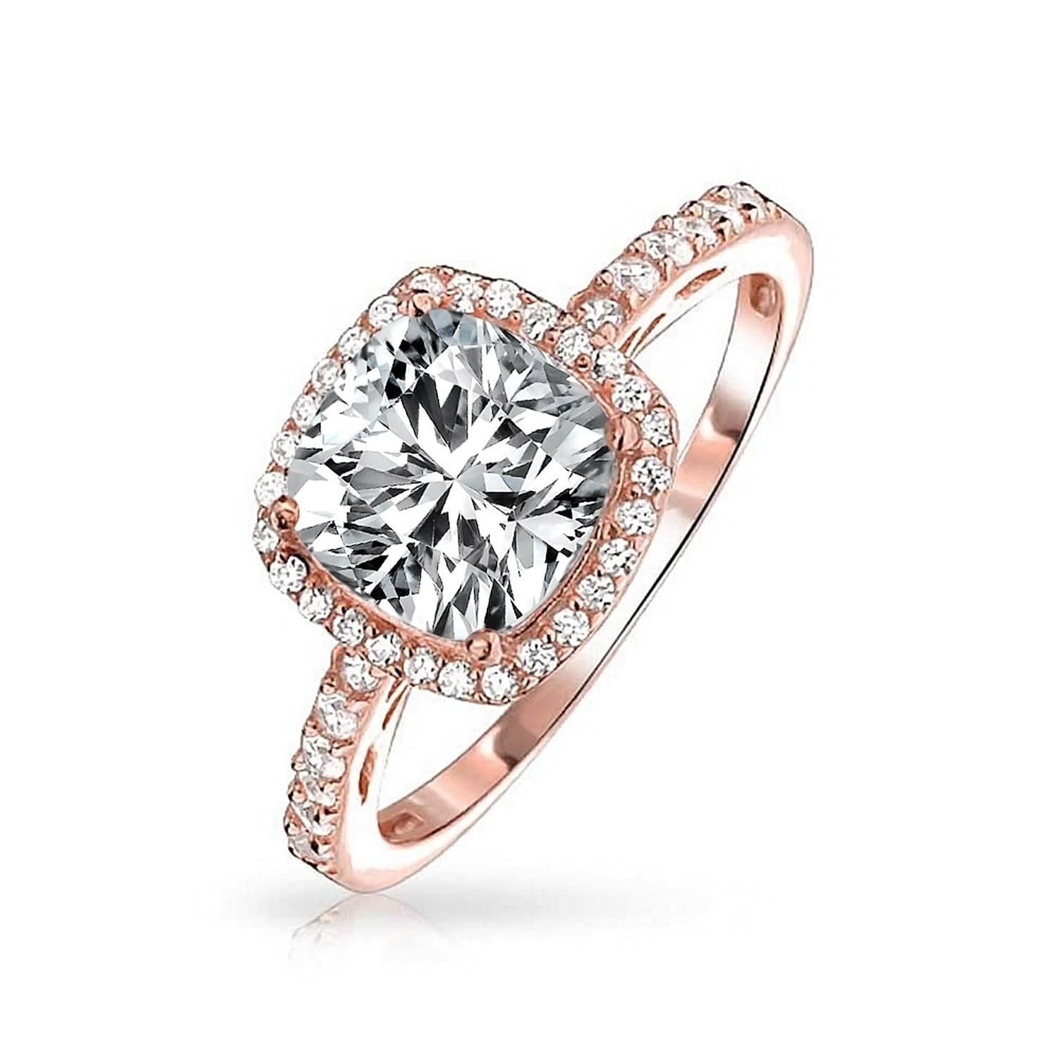 Shop 3ct Square Cushion Cut Solitaire Halo Aaa Cz Engagement Ring