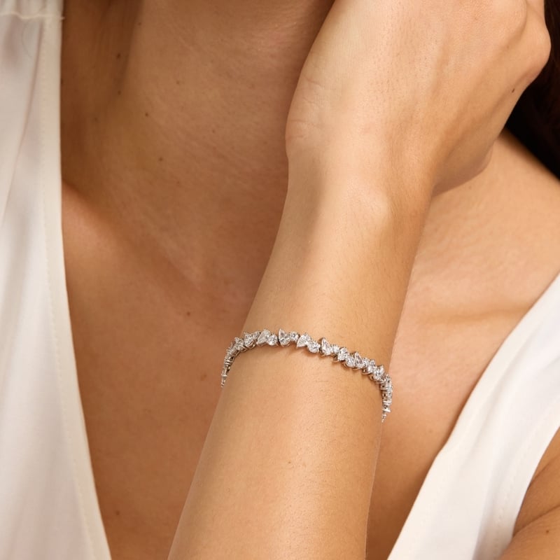 Bliss Diamond 8Ct Pear & Round Diamond Tennis Bracelet Gold 7" Lab Grown