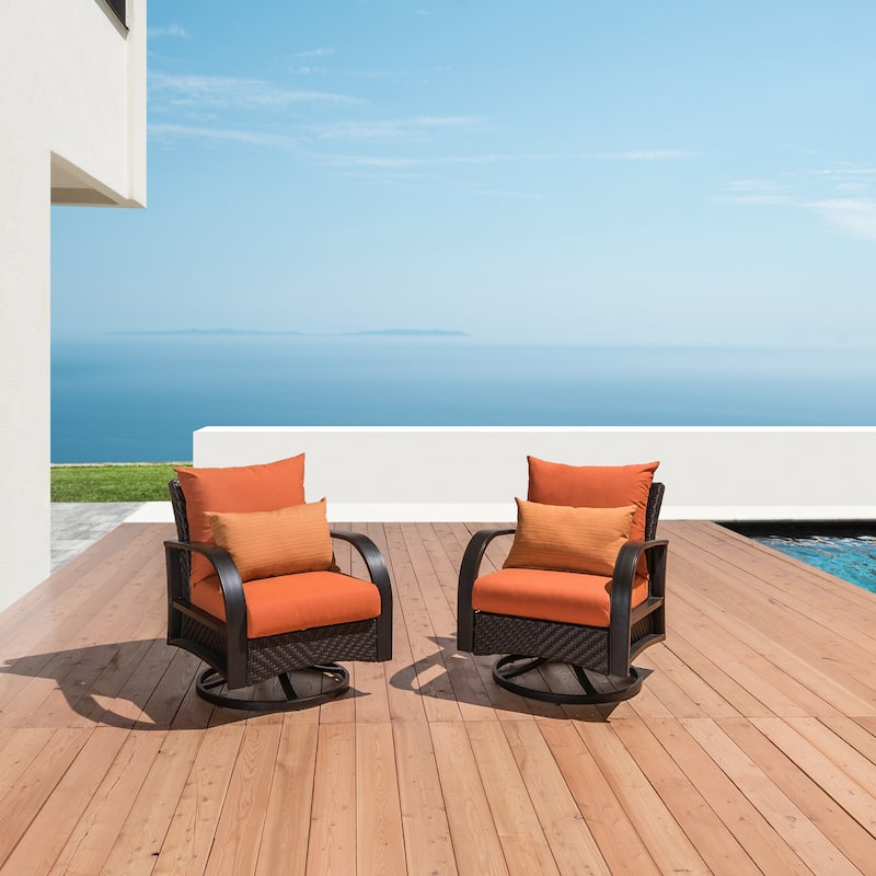 Barcelo 2 Piece Sunbrella Outdoor Patio Motion Club Chairs