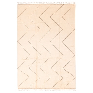 ECARPETGALLERY Hand-knotted Pak Finest Marrakesh Cream Wool Rug - 6'10 x 9'10