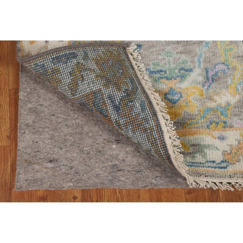 Gray Oushak Indian Foyer Rug Hand-Knotted Wool Carpet - 2'9"x 6'0"