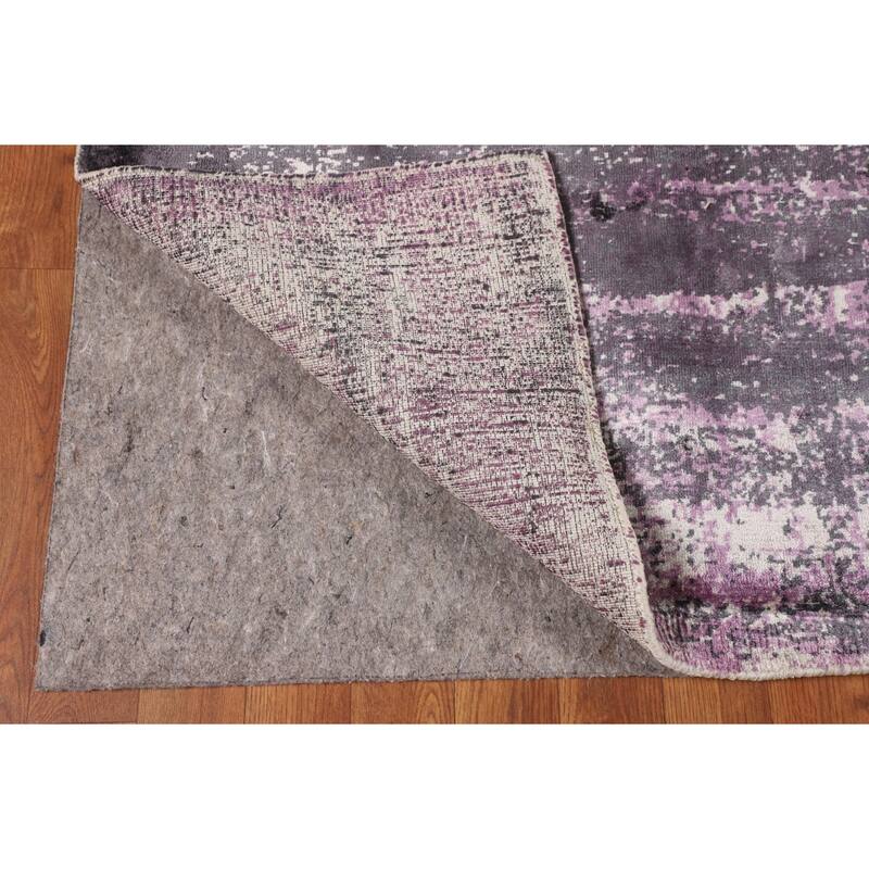 Contemporary Abstract Indian Square Area Rug Hand-Knotted Wool Carpet - 6'8" X 6'9"