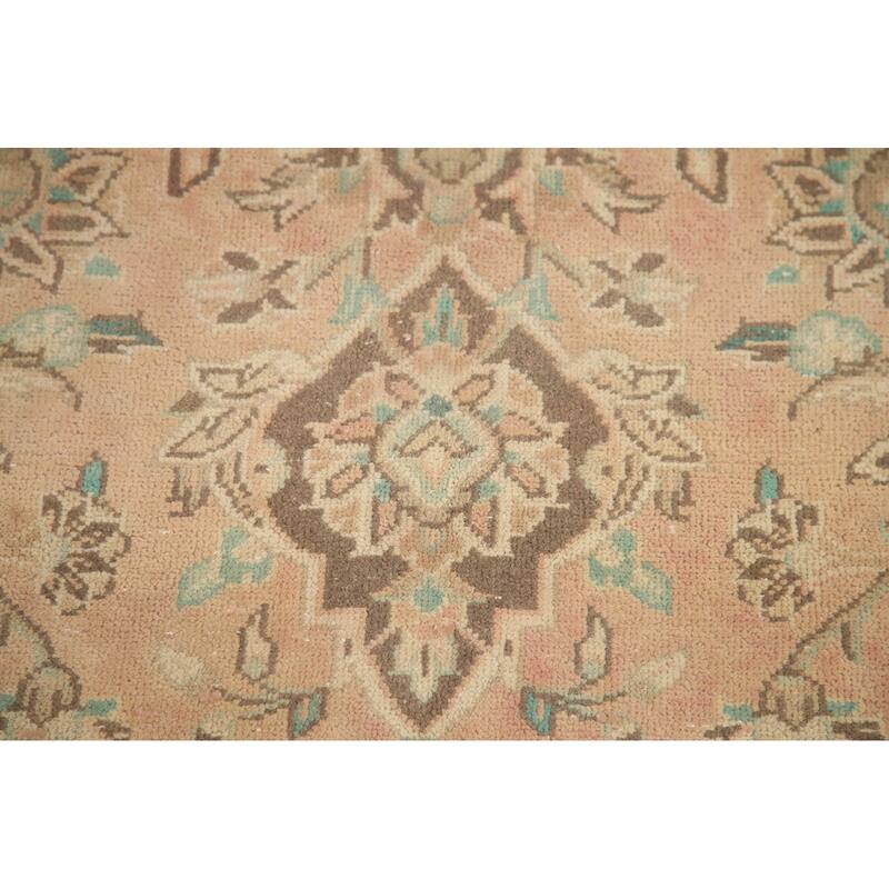Hand Knotted Oriental 100% Wool Carpet Traditional Floral Coral Mashad Area Rug - 13' 0'' X 9' 5''