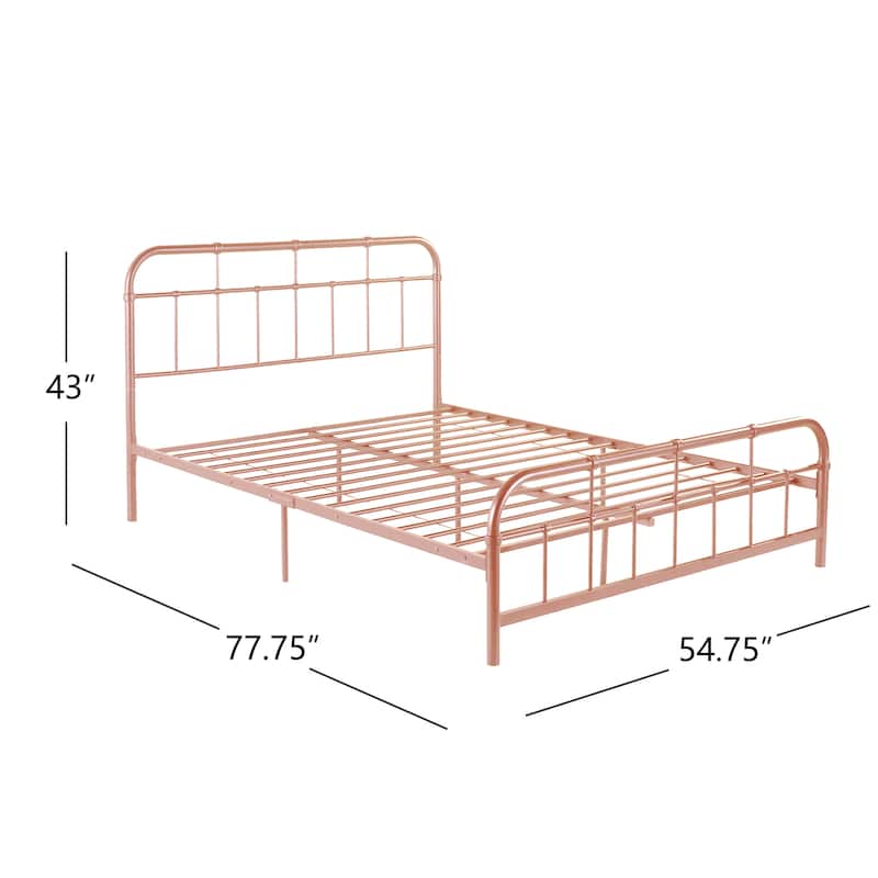 Christopher Knight Home - Aurelio Iron Platform Bed Frame with Rounded Corner Headboard and Footboard