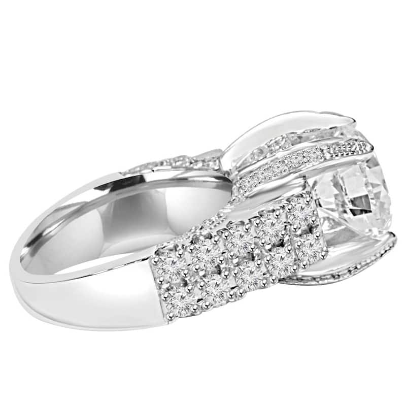4.50 Carat Large Lab Grown Diamond Engagement Ring 14K White Gold Vintage