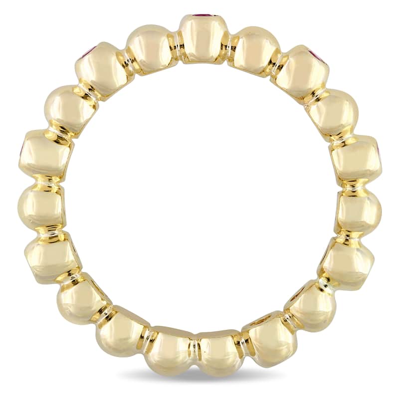 Miadora 1/4ct TGW Ruby Beaded Eternity Ring 14k Yellow Gold