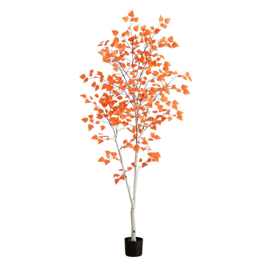 Fall Harvest Birch Artificial Potted Tree - 7'