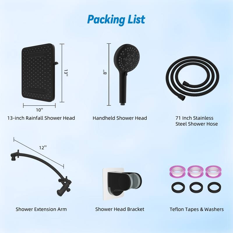 High Pressure 13in Luxury Rain Shower&10-mode Handheld Shower Combo