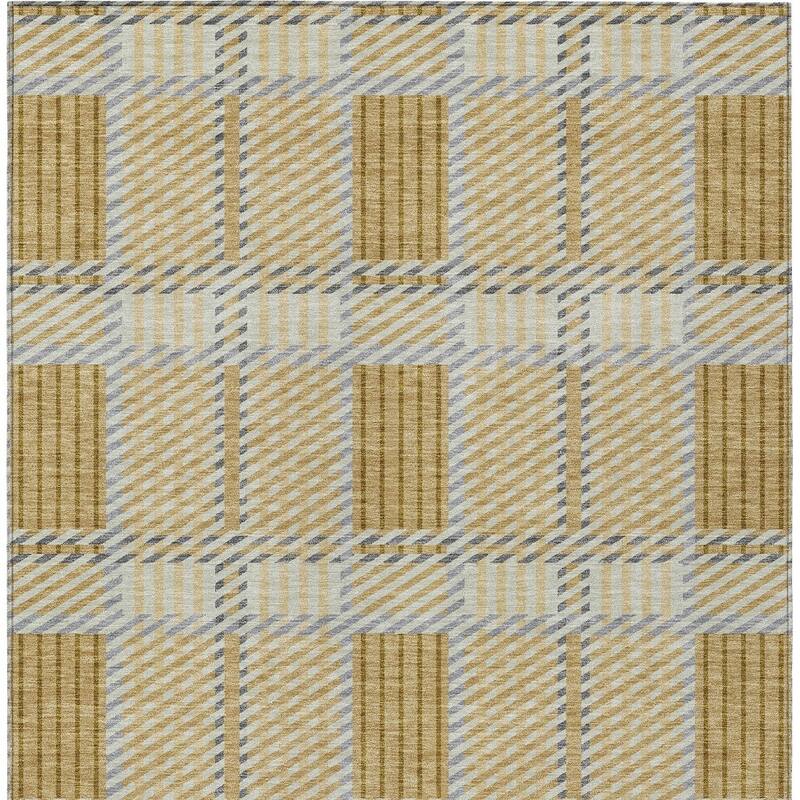 HomeRoots Plaid Transitional Rectangle Outdoor Rug