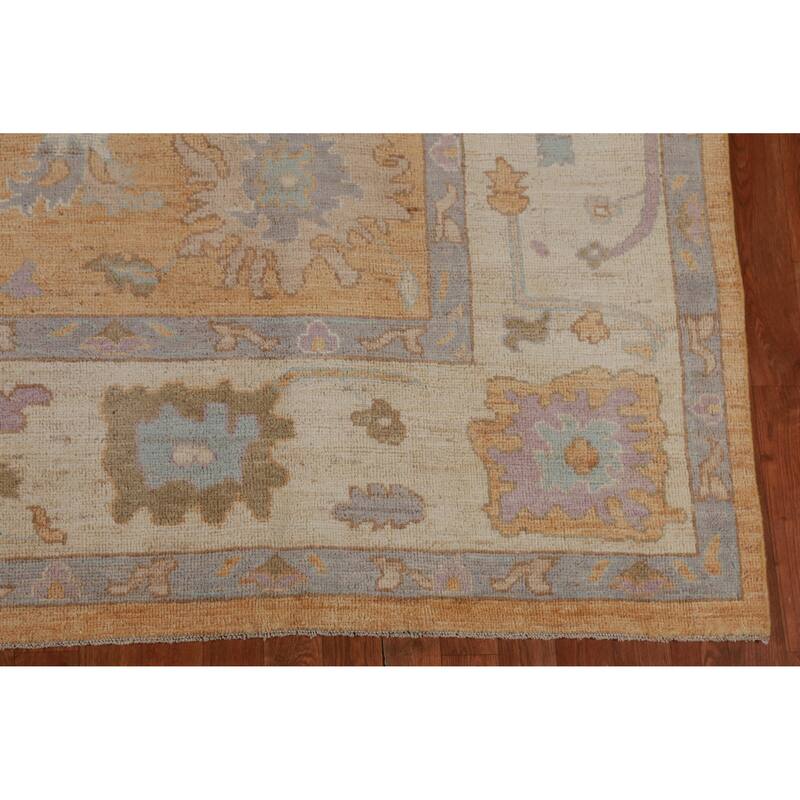Hand Knotted Oriental 100% Wool Carpet Transitional All-Over Oranges & Rust Oushak Area Rug - 9' 10'' X 8' 7''