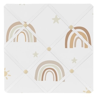 Neutral Boho Rainbow 13in Fabric Memory Photo Bulletin Board Mustard Yellow Pumpkin Orange Bohemian Sunshine Modern Vintage Gold