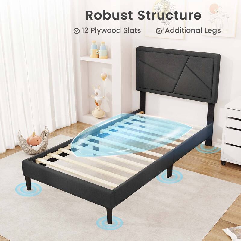 Costway Twin/Full/Queen Size Bed Frame with High Headboard & Wooden