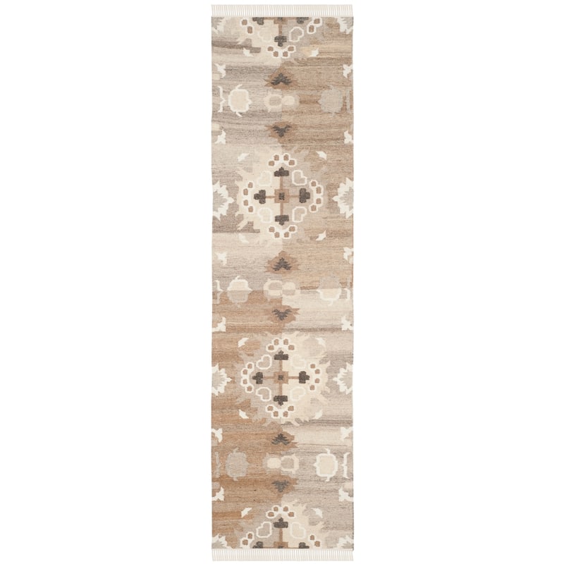SAFAVIEH Handmade Natural Kilim Tuong Rukiye Wool Rug with Fringe
