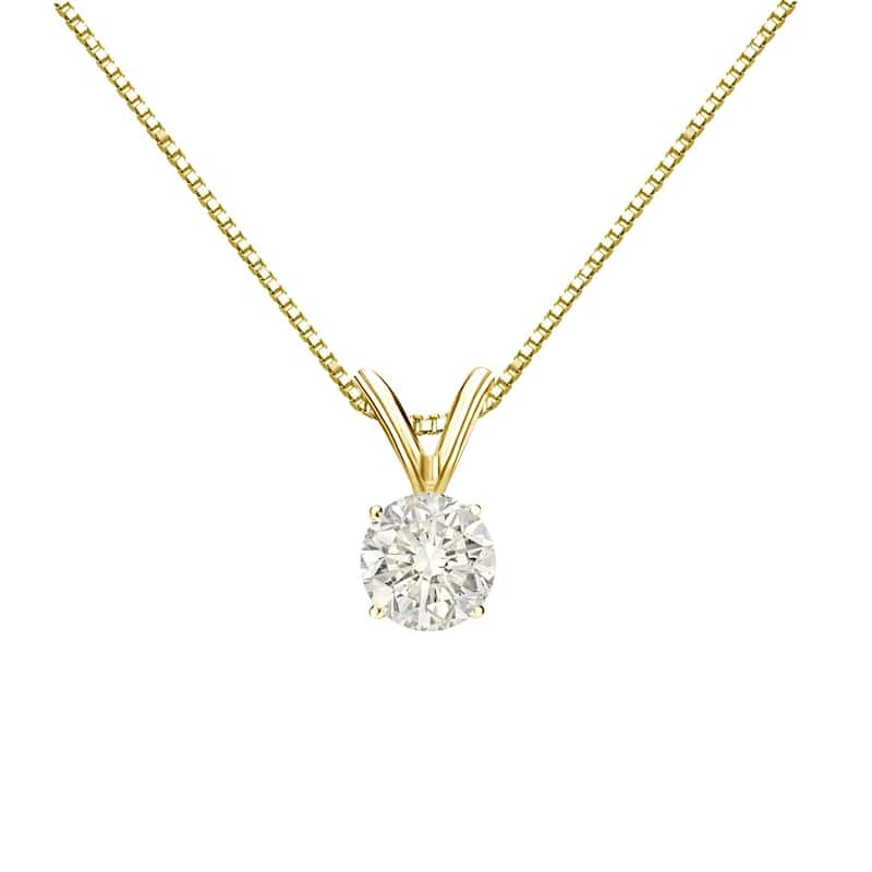 Auriya 14k Gold 1/3ctw Round Solitaire Diamond Necklace (I-J, SI2-SI3)