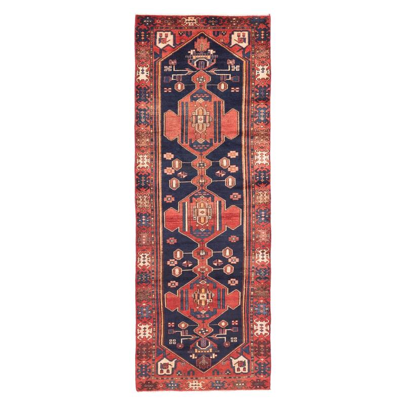 ECARPETGALLERY Hand-knotted Konya Anatolian Dark Navy Wool Rug - 3'3 x 9'5