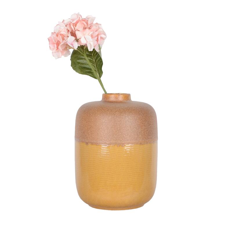 Ceramic Vase Trendy Tribeca Style with Floral Embossed Design