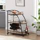 Mobile Bar Cart Serving Wine Cart with Wheels, 3-tier Metal Frame Elegant Wine Storage - Black
