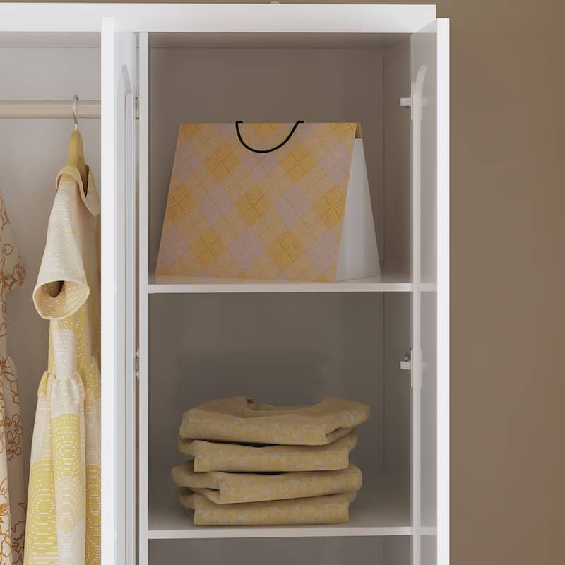 78.7"H Combo Twin Wardrobe Set Elegance Meets Utility Armoires Closet