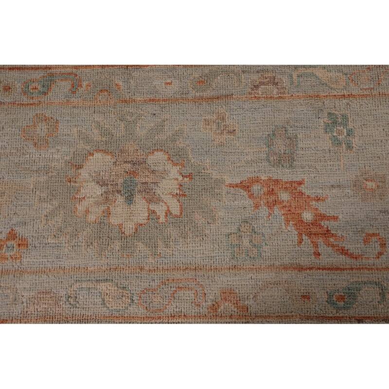 All-Over Vegetable Dye Oushak Turkish Area Rug Handmade Wool Carpet - 9'0" x 11'10"