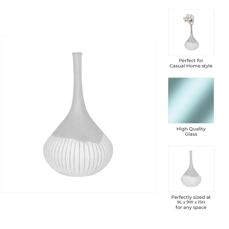 Frosted Flower Glass Vase - Elegant Sculptural Vase for Home Decor