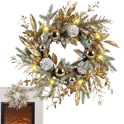 Radiant 20" Christmas Wreath, Christmas Door Decorations Wreath with 20 LED lights - Multicolor - 20”x20“