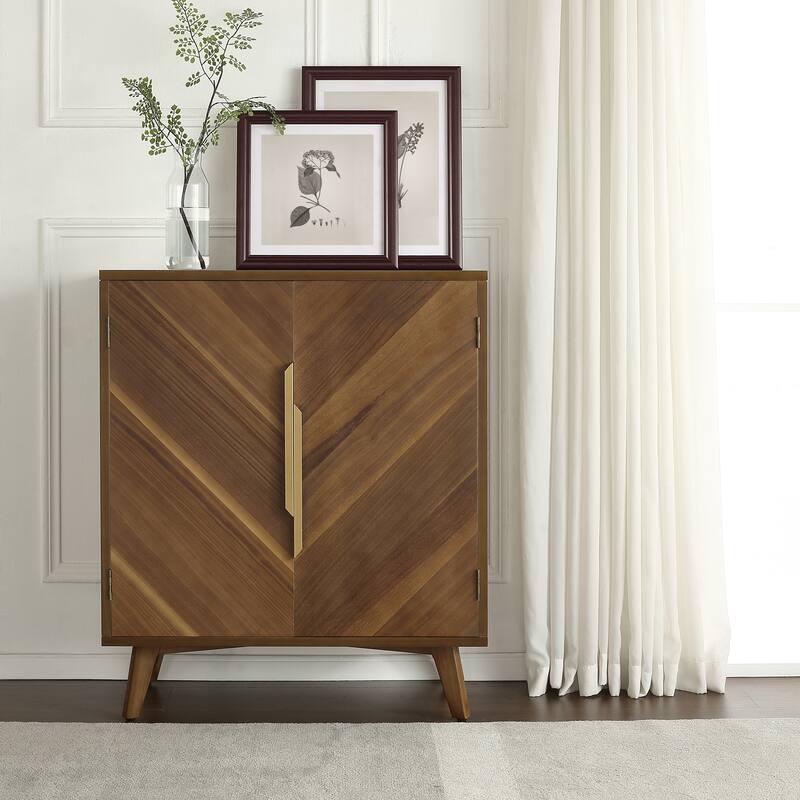 Art Leon Handcrafted Wood Sideboard with 2 Doors - Walnut Brown