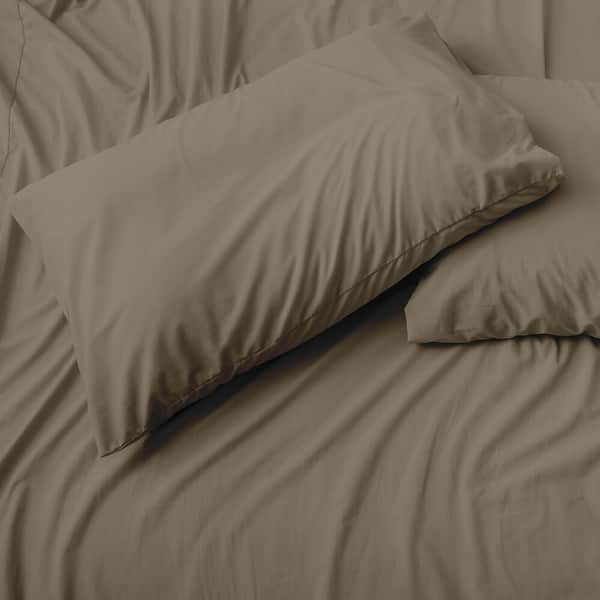 Luxury Stay Cool 1800 TC Cotton Feel Rayon from Bamboo Deep Pocket Sheet Set - Taupe - Queen