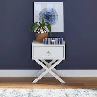 East End Wire Brushed White 1 Drawer Accent Table