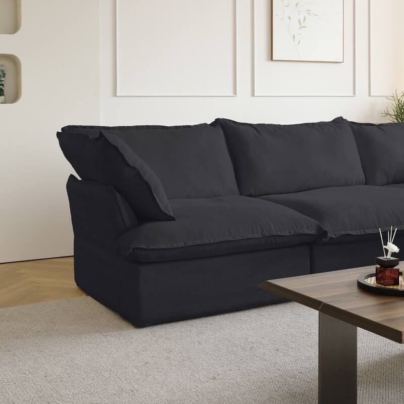 6 Piece U-shaped Velvet Upholstery Modular Sectional Sofa with 2 Ottoman