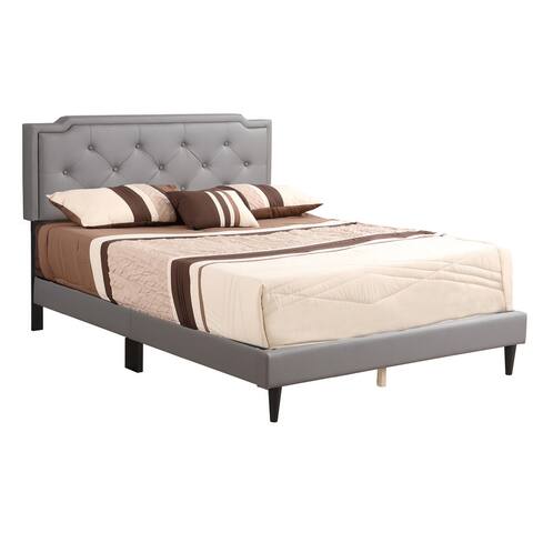 Offex Deb Light Grey Adjustable Queen Panel Bed with Slat Support