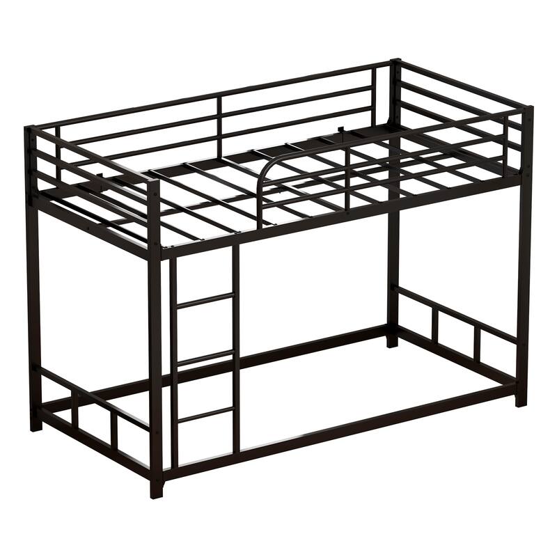Bunk Bed Twin Over Twin, Heavy Duty Metal Bunk Twin Bed Frames with Safety Guard Rails & Ladder