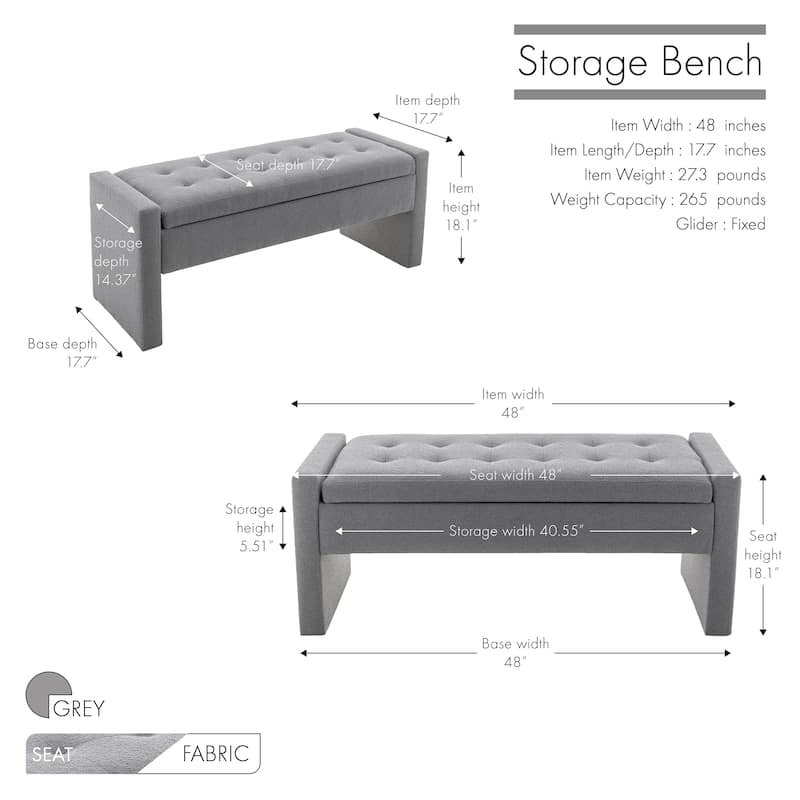 Porthos Home Etta Boucle Fabric Storage Bench