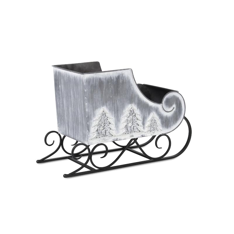 Gray Galvanized Metal Holiday Sleigh Display Piece
