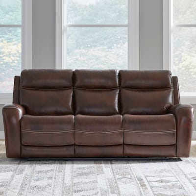Blair Leather Dual Power Reclining Sofa - Cognac
