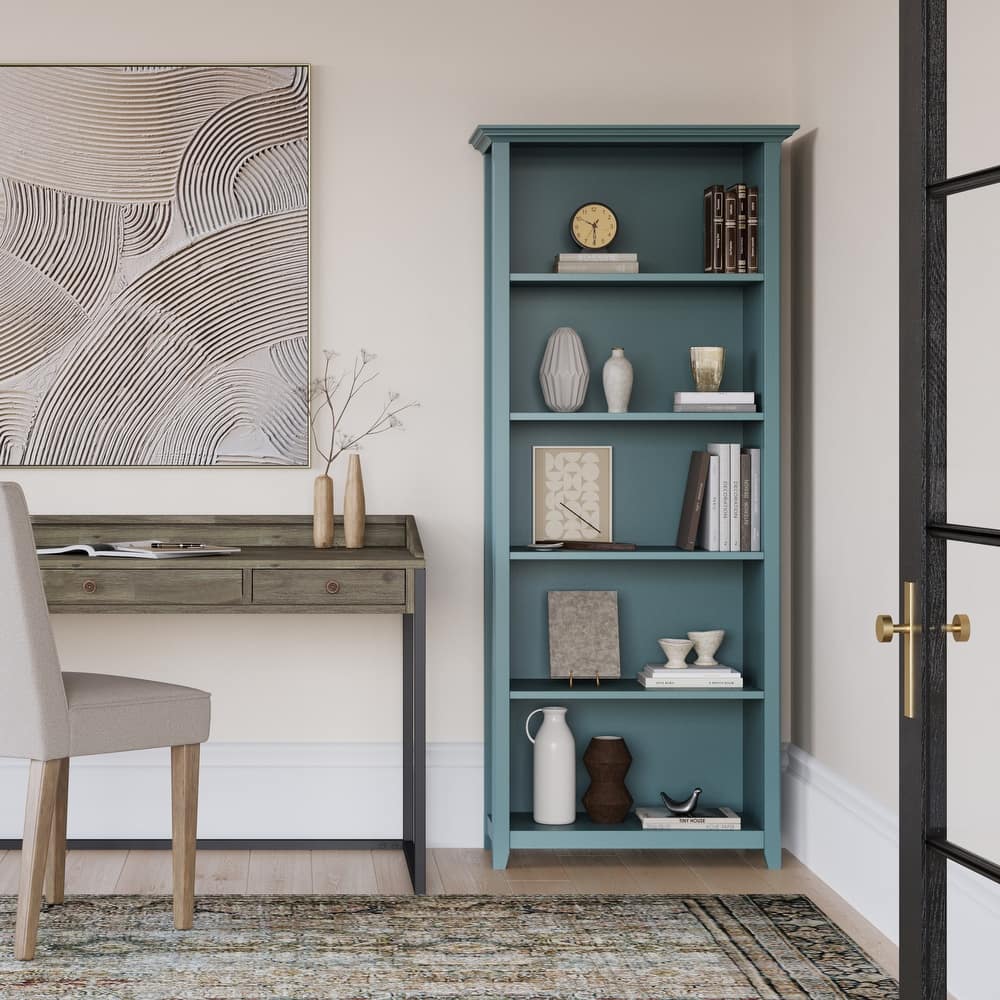 WYNDENHALL Halifax 30" Wide Solid Wood Transitional 5 Shelf Bookcase - 30"w x 14"d x 70" h