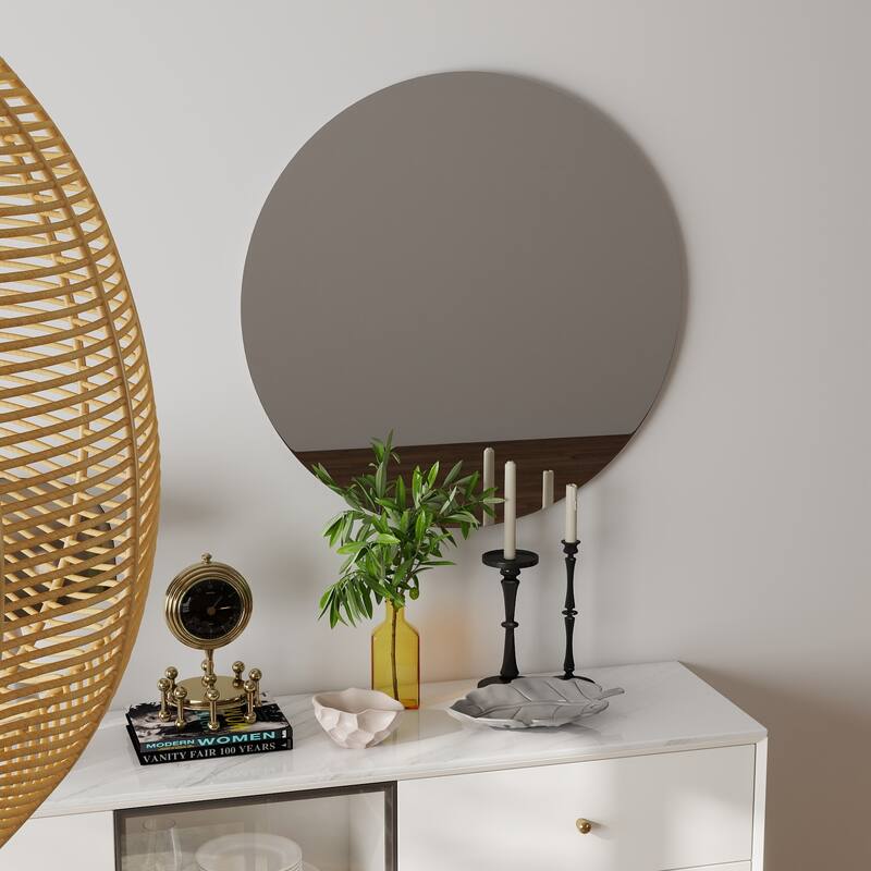 70cm Vathroom Mirror, Round Mirror, Matte White Backboard - 27.7